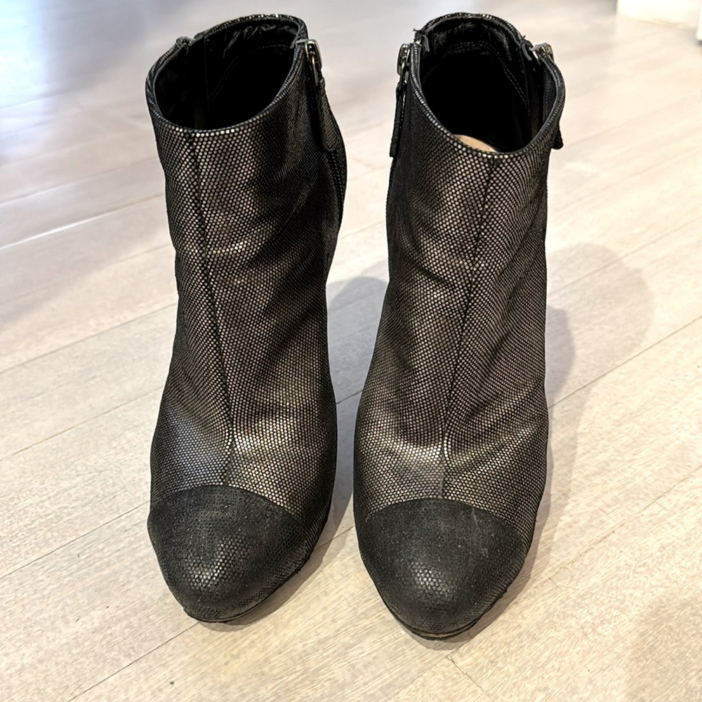 Chanel booties black metallic size 39.5